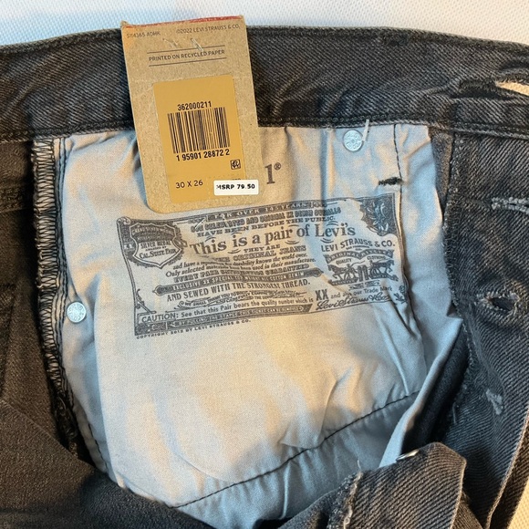 Levi’s Women’s 501 High Rise Straight Jeans Distressed Button Fly Black 28x30 - Picture 9 of 11